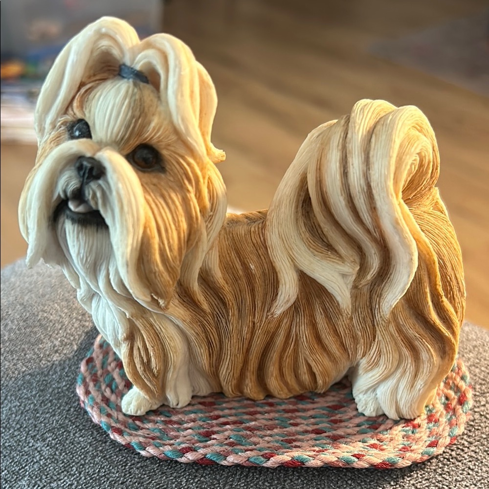 Sandicast Adorable Shih Tzu Dog Figurine - Brown and Cream